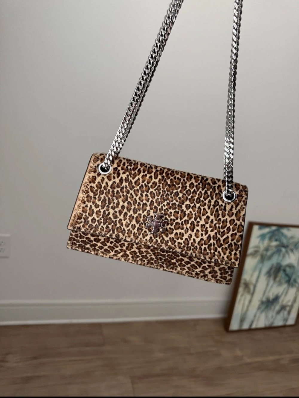 Tory Burch Leopard Calf-Hair Mini Kira Turn-lock Shoulder Bag
